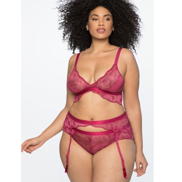 Cosabella Eloquii Sugar Bralette Hotpant & Garter Wine Womens Plus Size 3X NWOT - Picture 14 of 16